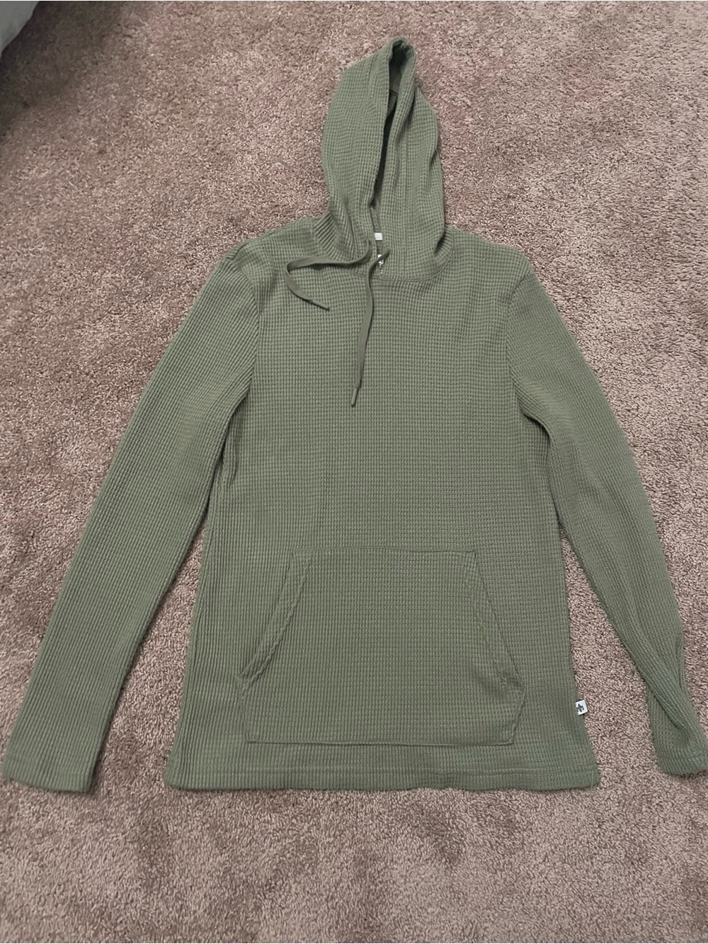 RAINFOREST Olive Hooded Waffle Crewneck Sweater
